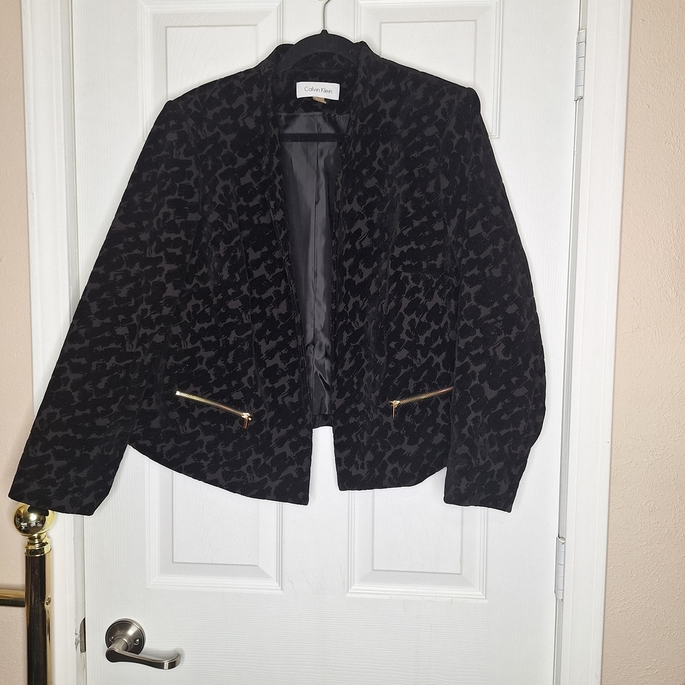 Calvin Klein Black Patterned Women's Jacket Size 16W - Picture 1 of 5